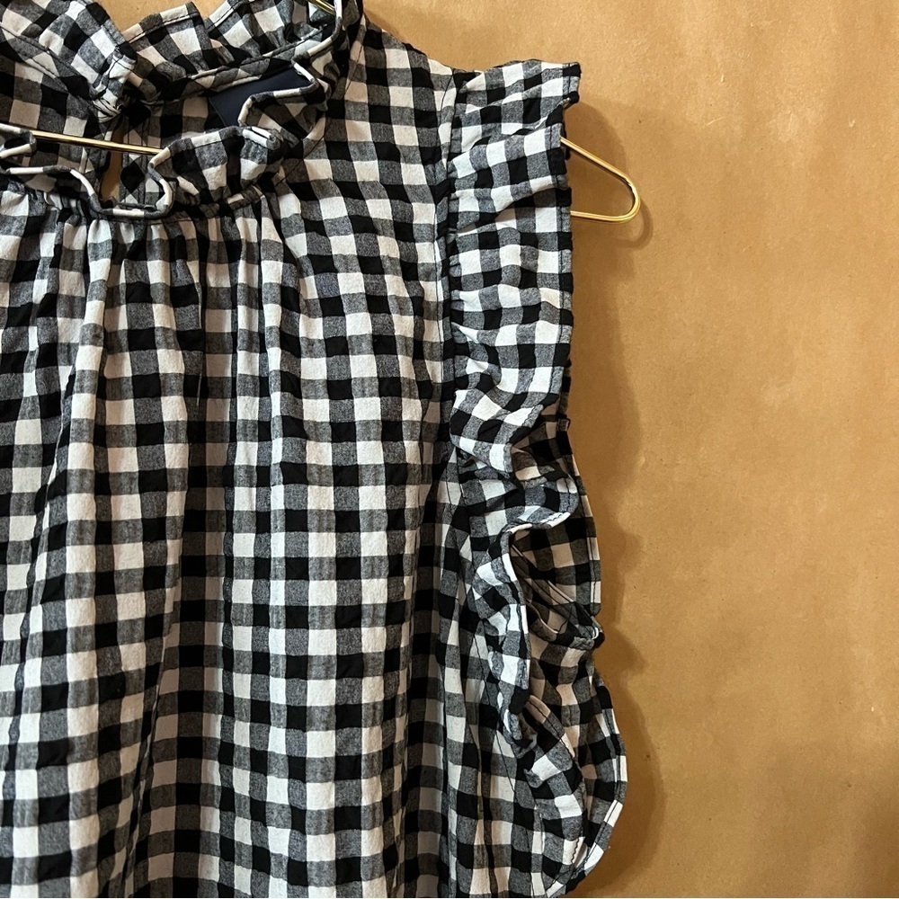 Anthropologie Maeve Lida Ruffled Mini Dress Tiered Popover Gingham Check Size M - Picture 6 of 13